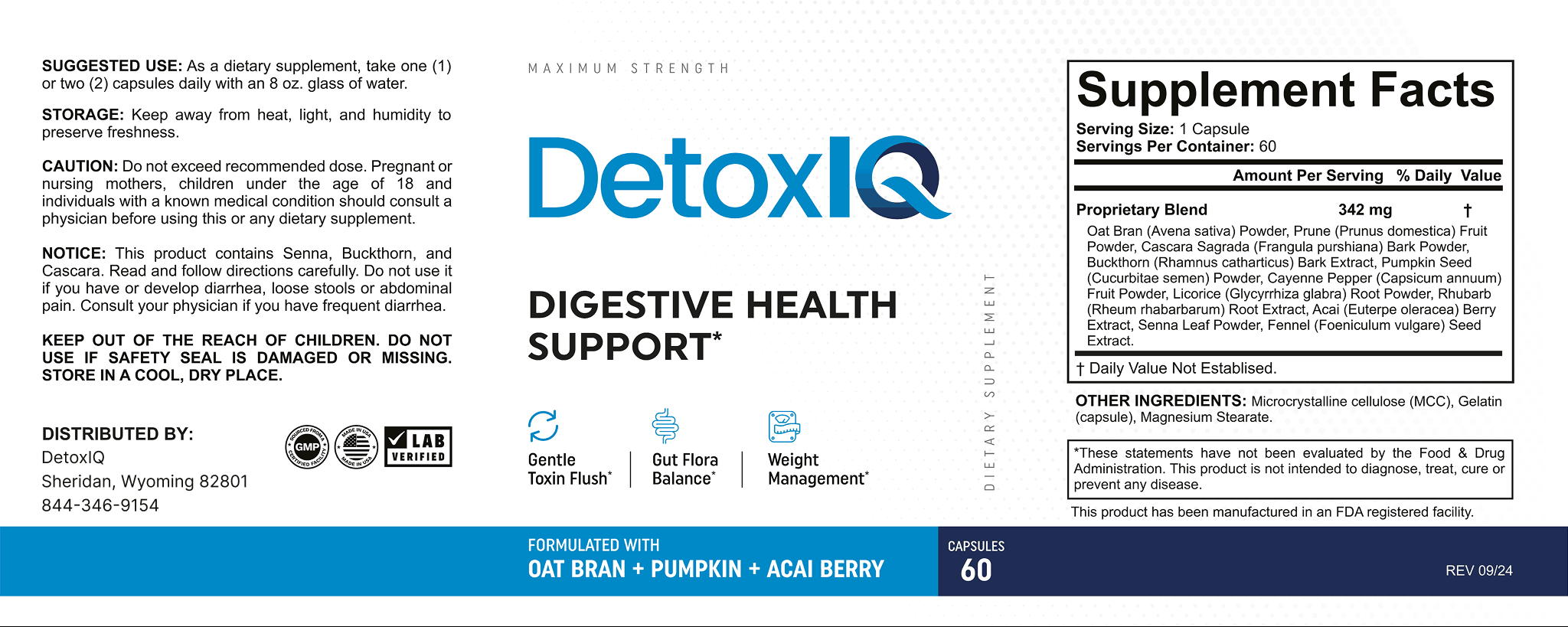 DetoxIQ Digestive Health Support ingredients